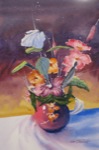 flowers, still life, vase, original watercolor painting, oberst